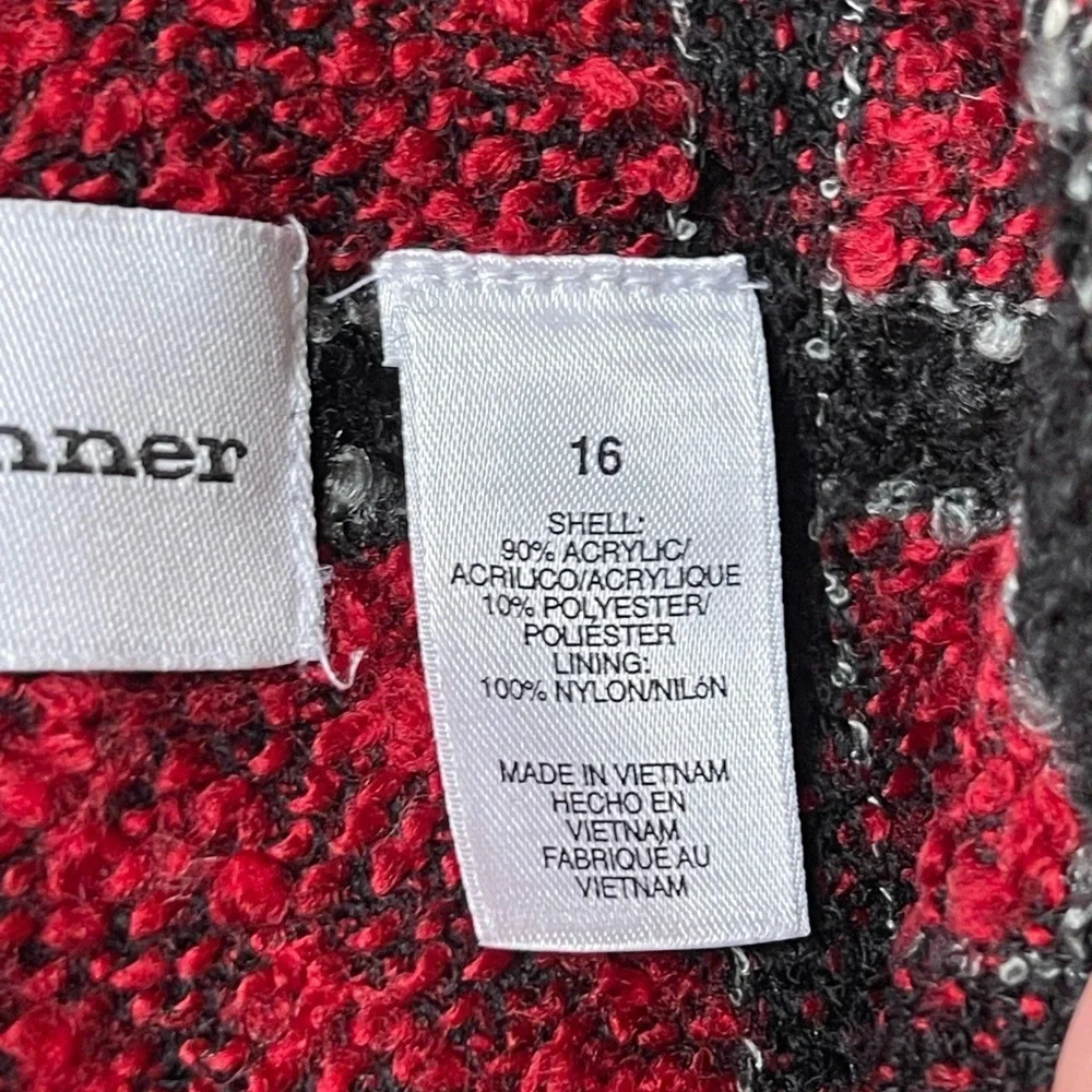 Alfred dunner red black plaid textured jacket
